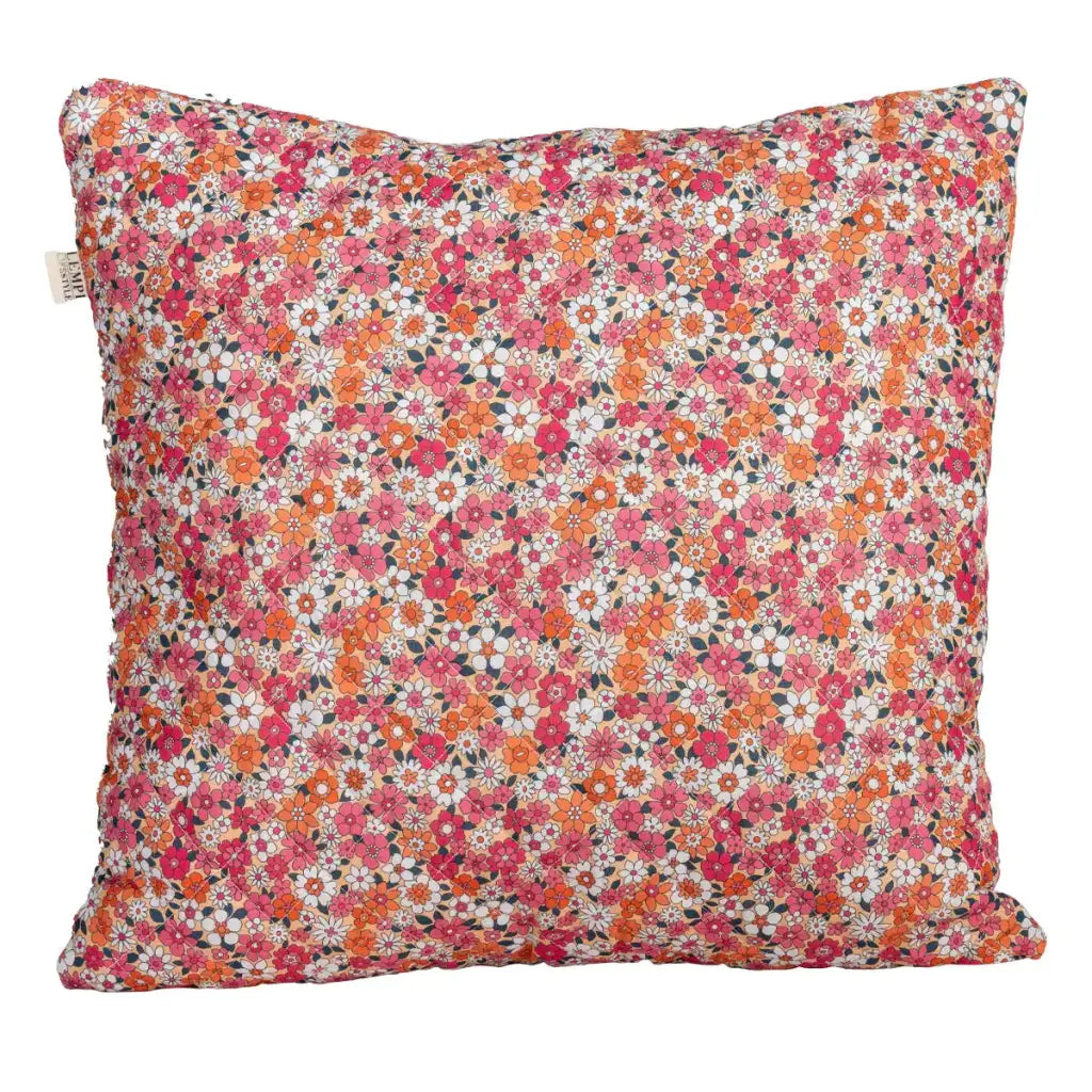 Lempi Pink Flower tyyny - Tikattu tyynyliina | 45x45 cm -